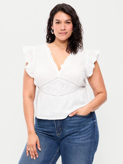 Image number 6 showing, Flutter-Sleeve Embroidered Top