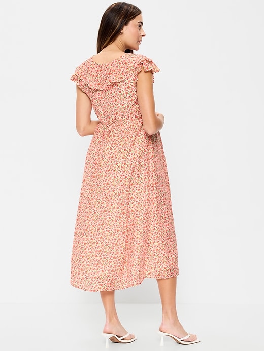 L'image numéro 2 présente Robe mi-longue à manches à volants de maternité