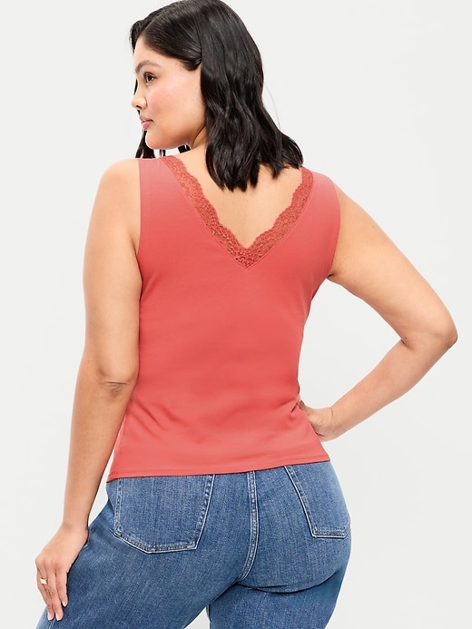 Image number 9 showing, Sleeveless Lace-Trim V-Neck Ribbed Top