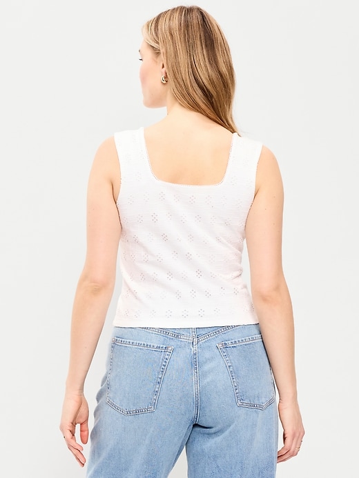 Image number 7 showing, Seamed-Bodice Eyelet Tank Top