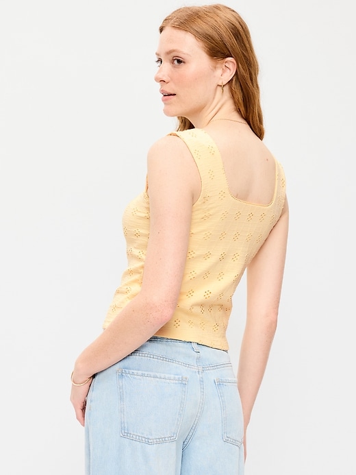 Image number 2 showing, Seamed-Bodice Eyelet Tank Top