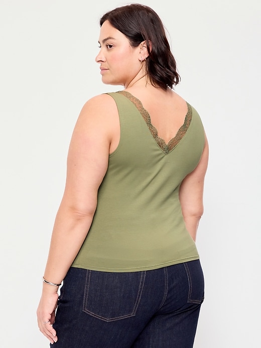 Image number 8 showing, Sleeveless Lace-Trim V-Neck Top