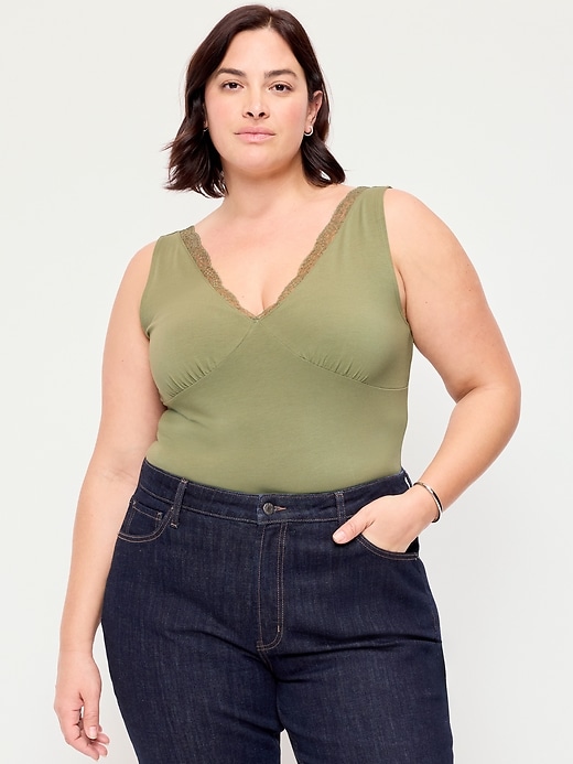 Image number 7 showing, Sleeveless Lace-Trim V-Neck Top