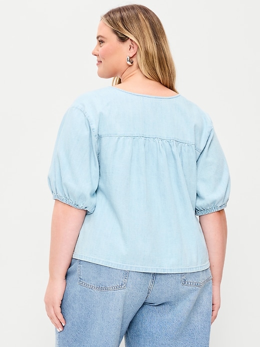 Image number 8 showing, Short-Sleeve Beaded Denim Top