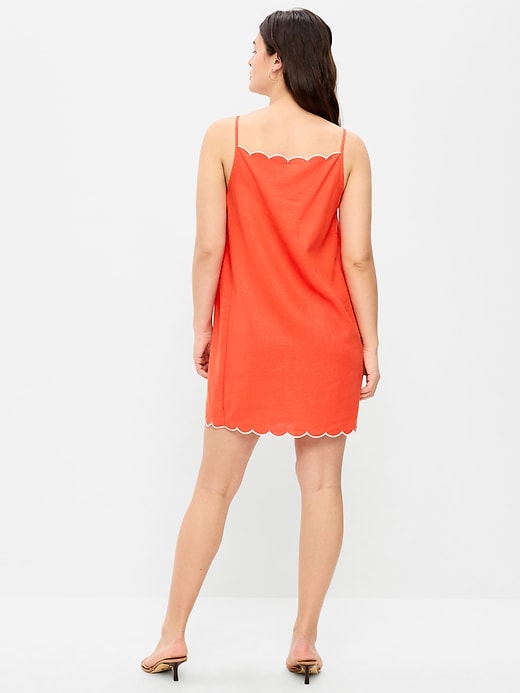 Image number 3 showing, Scalloped-Edge Apron-Neck Mini Shift Dress