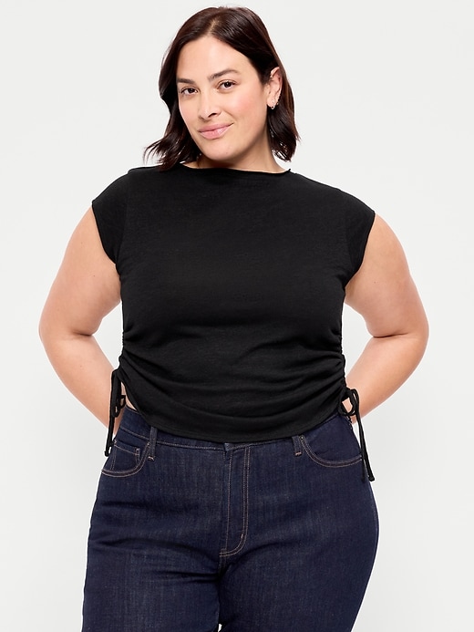 L'image numéro 8 présente Haut à mancherons froncé sur les côtés