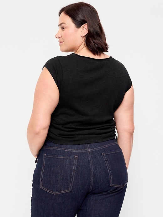 L'image numéro 9 présente Haut à mancherons froncé sur les côtés