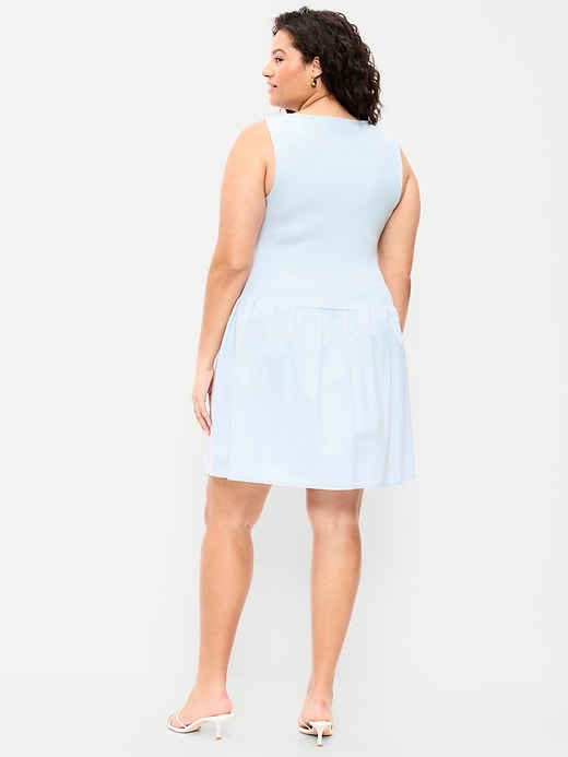 Image number 9 showing, Mixed Media Drop-Waist Mini Dress