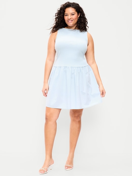 Image number 8 showing, Mixed Media Drop-Waist Mini Dress