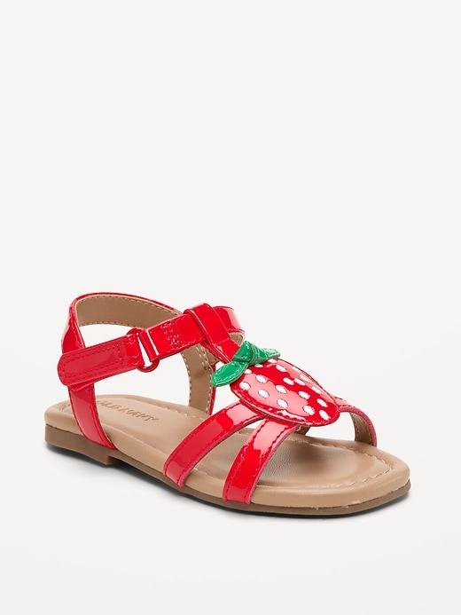 Image number 1 showing, Shiny Faux-Leather Sandals for Toddler Girls