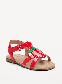 Image number 1 showing, Shiny Faux-Leather Sandals for Toddler Girls