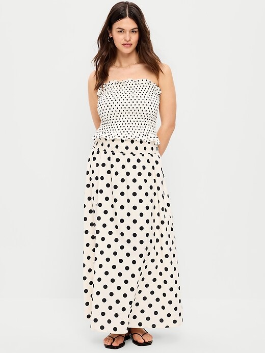 Image number 5 showing, Twill Smocked-Waist Maxi Skirt