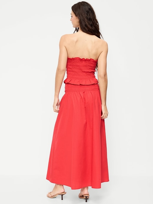 Image number 3 showing, Twill Smocked-Waist Maxi Skirt