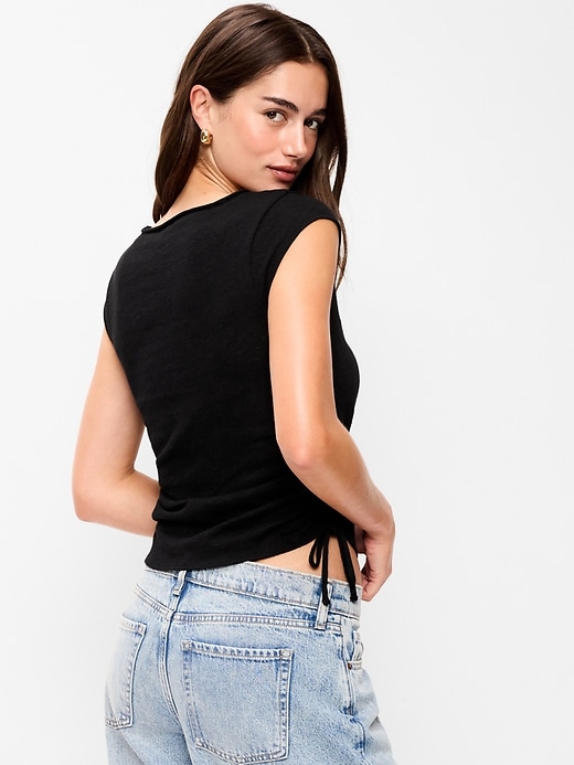 L'image numéro 2 présente Haut à mancherons froncé sur les côtés