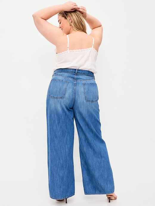 Image number 8 showing, High-Waisted Baggy Wide-Leg Drawstring Jeans