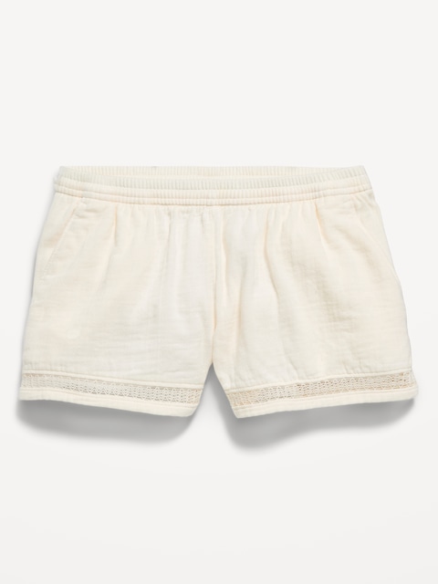 Double-Weave Crochet-Trim Shorts for Girls