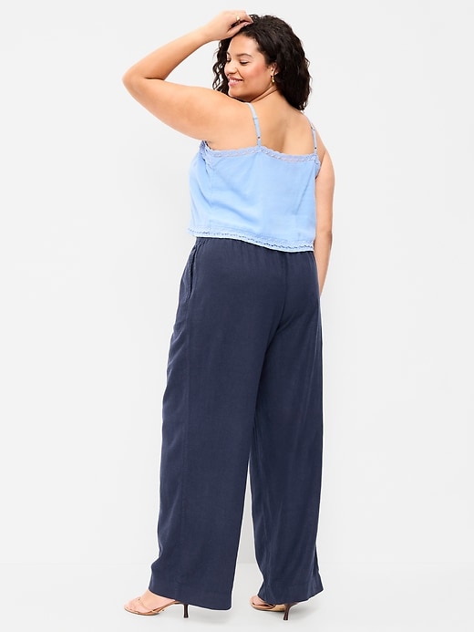 Image number 5 showing, High-Waisted Linen-Blend Super Wide-Leg Pants