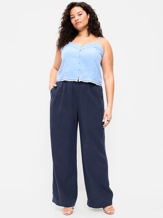 Image number 4 showing, High-Waisted Linen-Blend Super Wide-Leg Pants