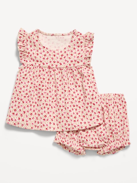 ENSEMBLE AVEC SHORT ET HAUT CÔTELÉS À MANCHES FLOTTANTES POUR BÉBÉ