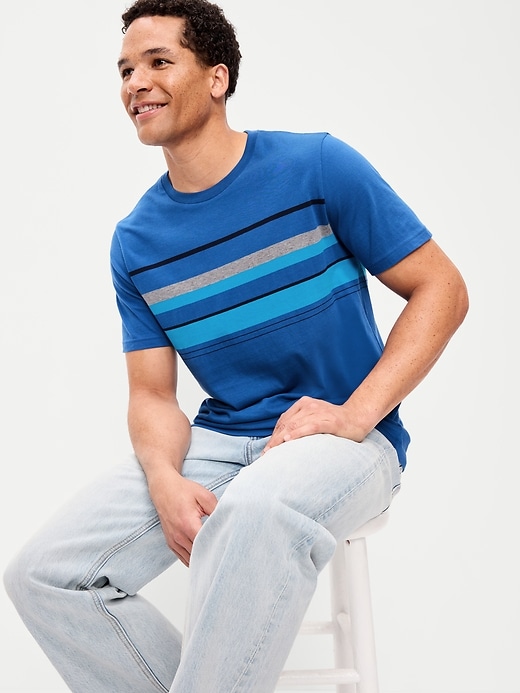 L'image numéro 3 présente T-shirt ras du cou à rayures