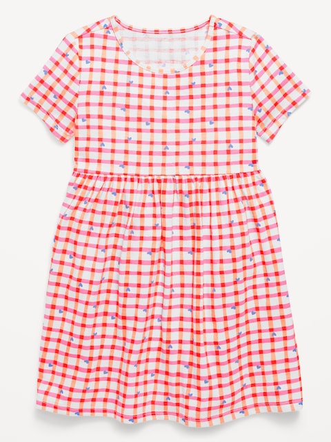 Printed Short-Sleeve Jersey-Knit Dress for Toddler Girls