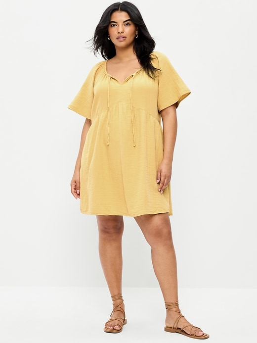 Image number 2 showing, Crinkle Gauze Flutter-Sleeve Mini Swing Dress
