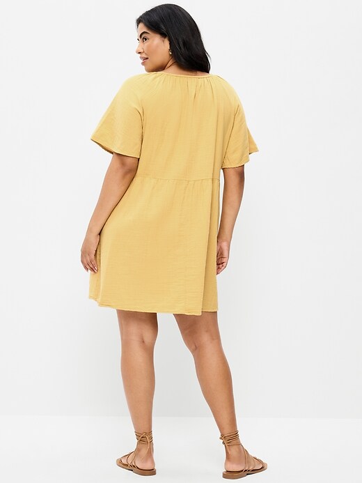 Image number 3 showing, Crinkle Gauze Flutter-Sleeve Mini Swing Dress
