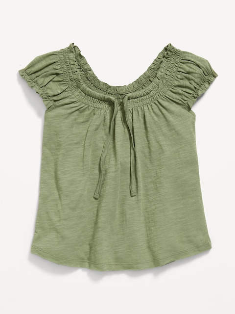 Short-Sleeve Tie-Front Jersey-Knit Top for Girls