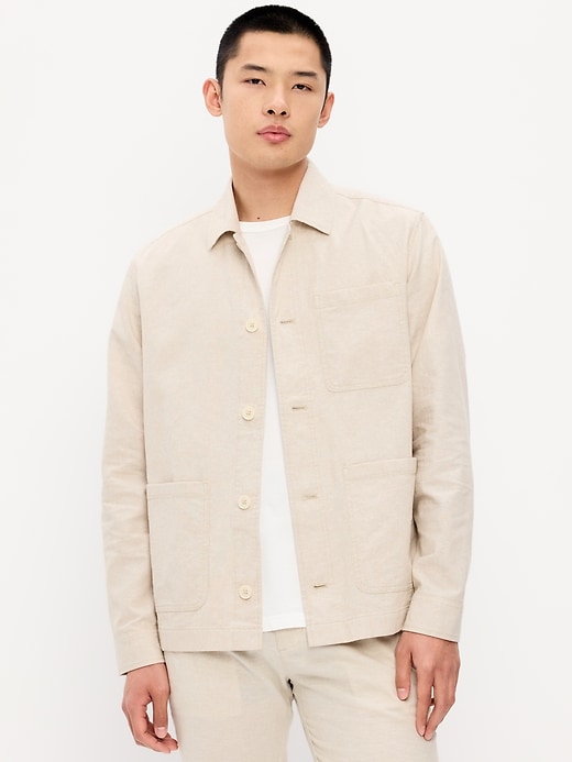 Image number 1 showing, Linen-Blend Chore Jacket