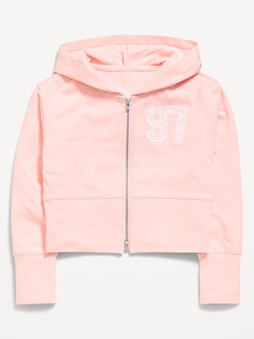 Image number 1 showing, Fitted Cropped 2-Way-Zip Hoodie for Girls