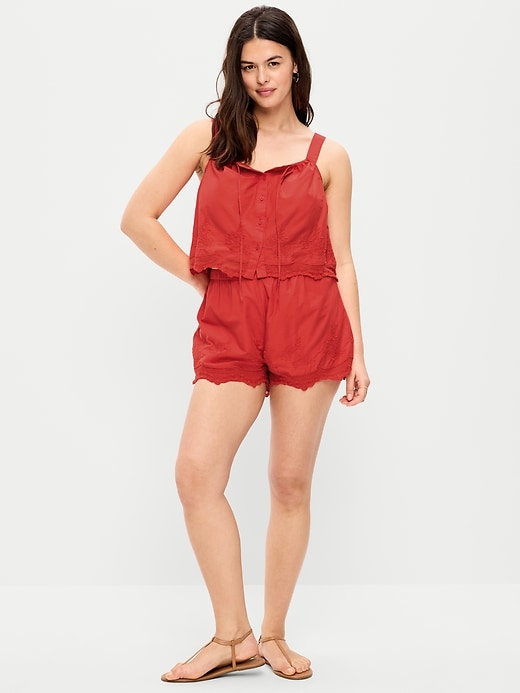Image number 5 showing, High-Waisted Lace-Trim Shorts
