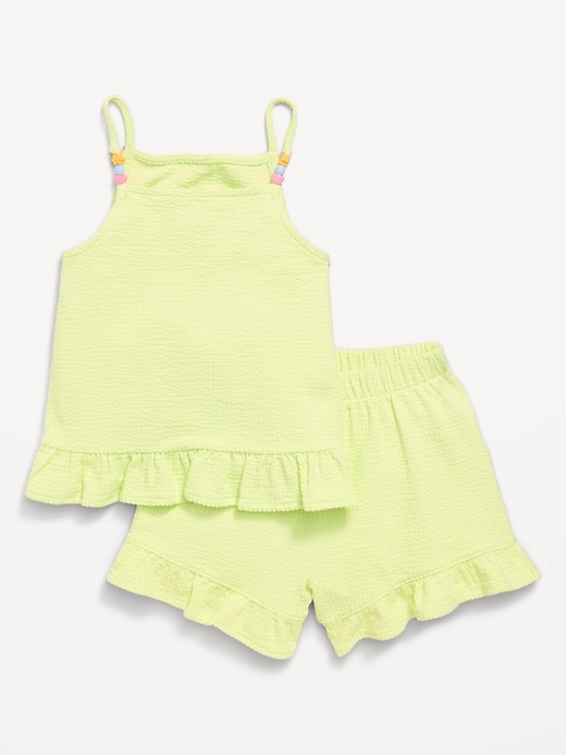 Image number 1 showing, Textured Ruffle-Trim Tank Top and Shorts Set for Toddler Girls