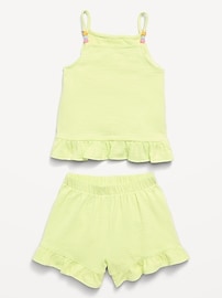 Image number 2 showing, Textured Ruffle-Trim Tank Top and Shorts Set for Toddler Girls
