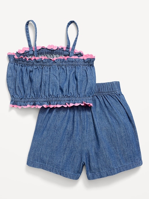 Image number 3 showing, Sleeveless Chambray Top and Skort Set for Toddler Girls