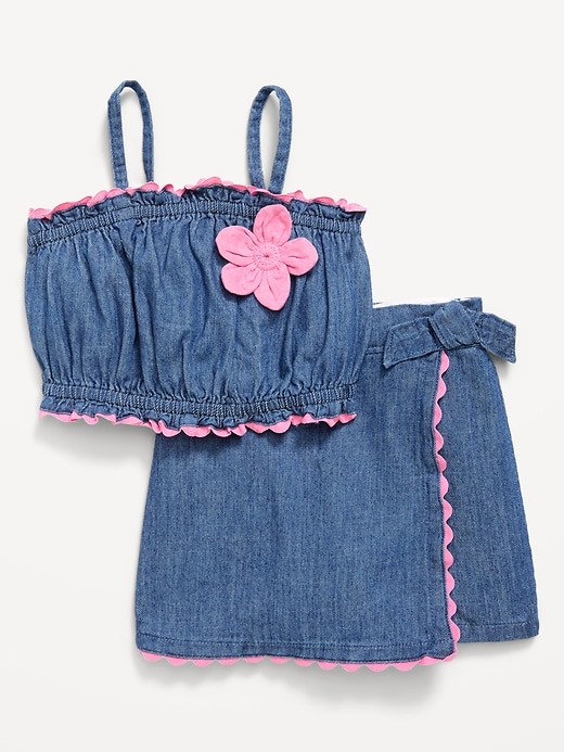 Image number 2 showing, Sleeveless Chambray Top and Skort Set for Toddler Girls