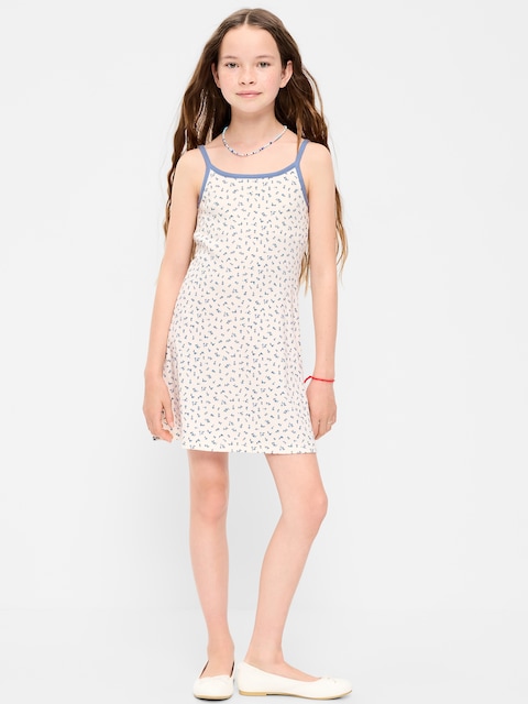 Fitted Sleeveless Ribbed Swing Dress for Girls