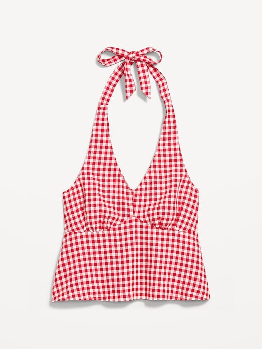 Image number 9 showing, Linen-Blend V-Neck Halter Top