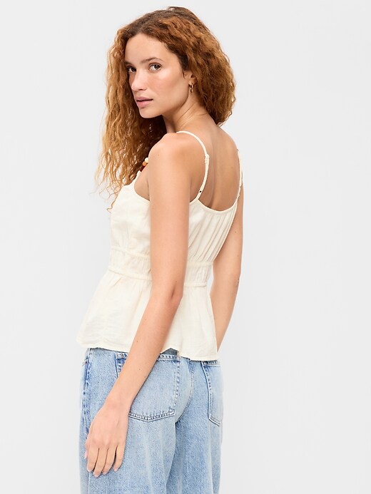 Image number 2 showing, Beaded Strap Smocked-Waist Tank Top