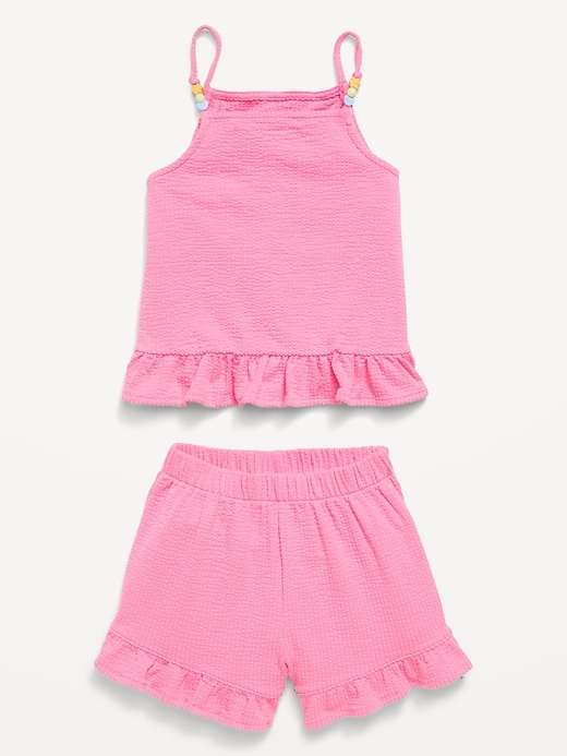 Image number 2 showing, Textured Ruffle-Trim Tank Top and Shorts Set for Toddler Girls