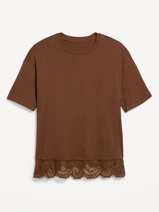 Image number 4 showing, Oversized Lace Hem T-Shirt