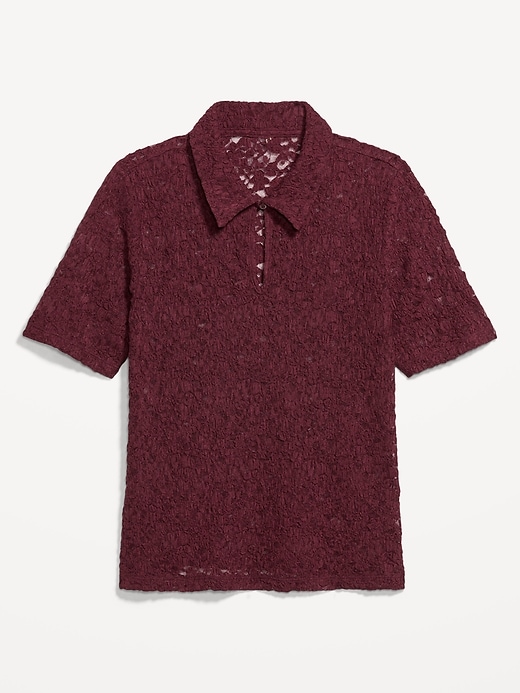Image number 5 showing, Lace Keyhole Polo Top