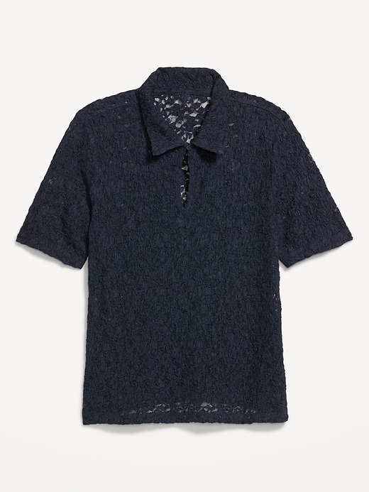 Image number 5 showing, Lace Keyhole Polo Top