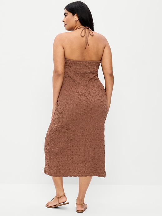 Image number 7 showing, Beaded Halter-Neck Textured Midi Dress