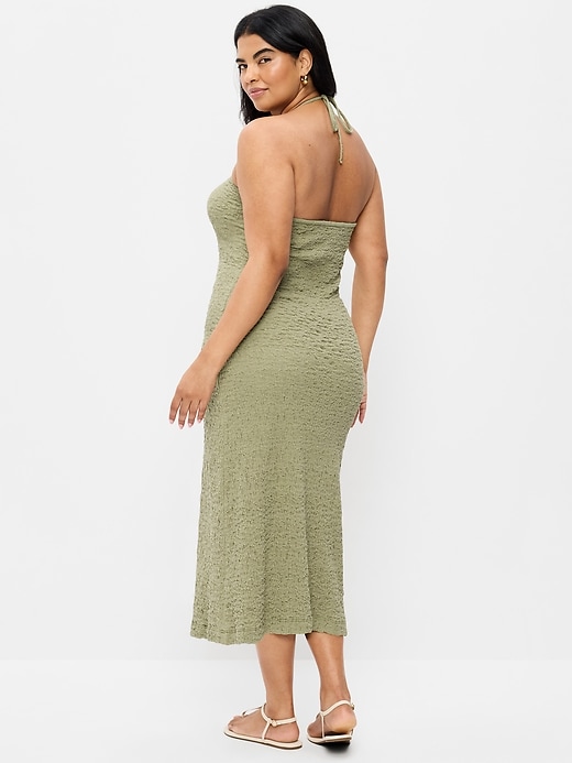 Image number 6 showing, Beaded Halter-Neck Textured Midi Dress