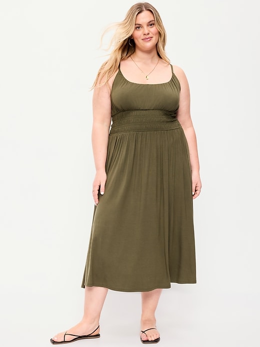 Image number 4 showing, Fit & Flare Jersey Smocked-Waist Midi Dress
