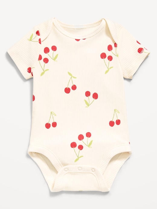 Image number 1 showing, Printed Short-Sleeve Ribbed Bodysuit for Baby