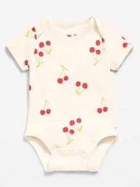 Image number 1 showing, Printed Short-Sleeve Ribbed Bodysuit for Baby