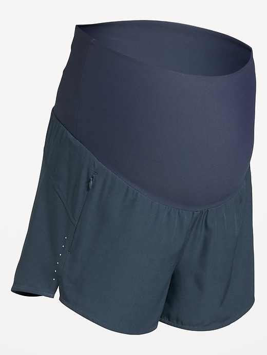 Image number 1 showing, Maternity Rollover-Waist StretchTech Run Shorts -- 3-inch inseam