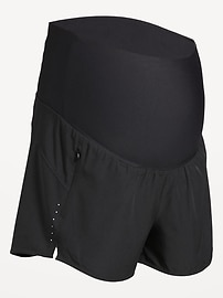 Image number 1 showing, Maternity Rollover-Waist StretchTech Run Shorts -- 3-inch inseam