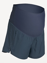 Image number 1 showing, Maternity Rollover-Waist StretchTech Run Shorts -- 3-inch inseam